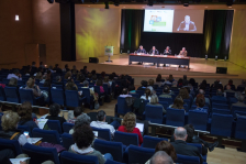 Inauguració de la Jornada. D'esquerra a dreta: Joan Ma. Aranalde, Oriol Illa, Enric Arqués. Presenta: Sergi González