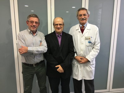 El Presidente Vilatimó junto con los expresidents de ACEBA, el Dr. Aranalde a su izquierda  y el Dr. Sellarès a su derecha.